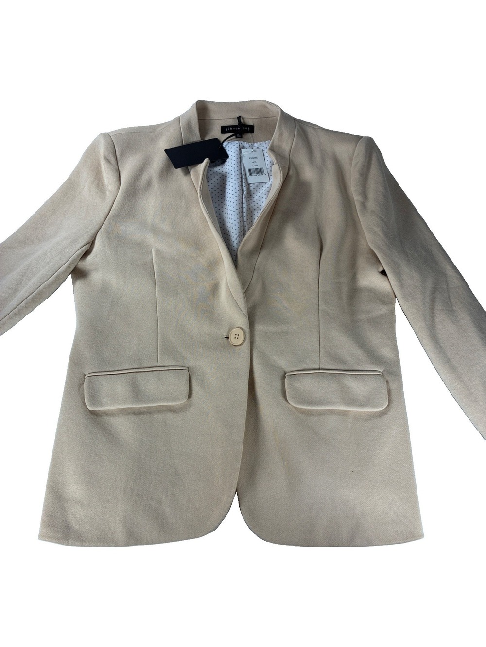 NWT Gibsonlook Blazer Womens XL X-Large Beige Cream Casual Suit Jacket Textured